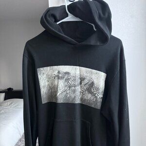 Ovadia & Sons Size S Black Cheetah Photograph Print Cotton Hoodie